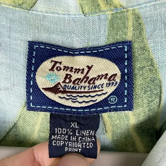Tommy Bahama Linen Camp Shirt Mens XL Button Up Tropical Parrot Aloha Hawaiian - Picture 5 of 15
